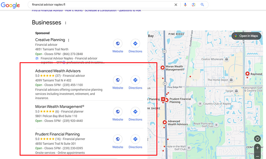Local SEO - Financial Advisors